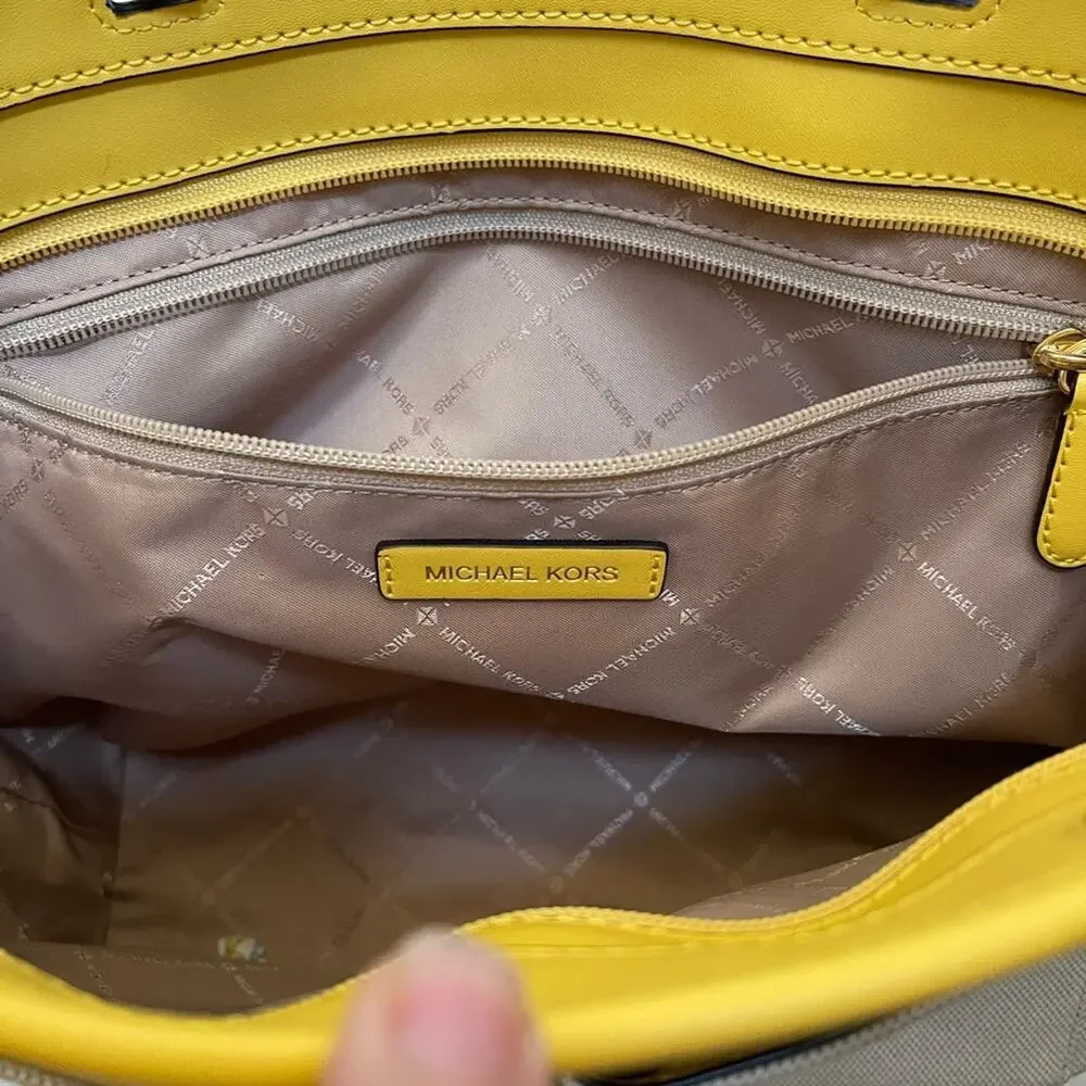 Michael Kors Cream and Yellow Leather Tote - Picture 15 of 15